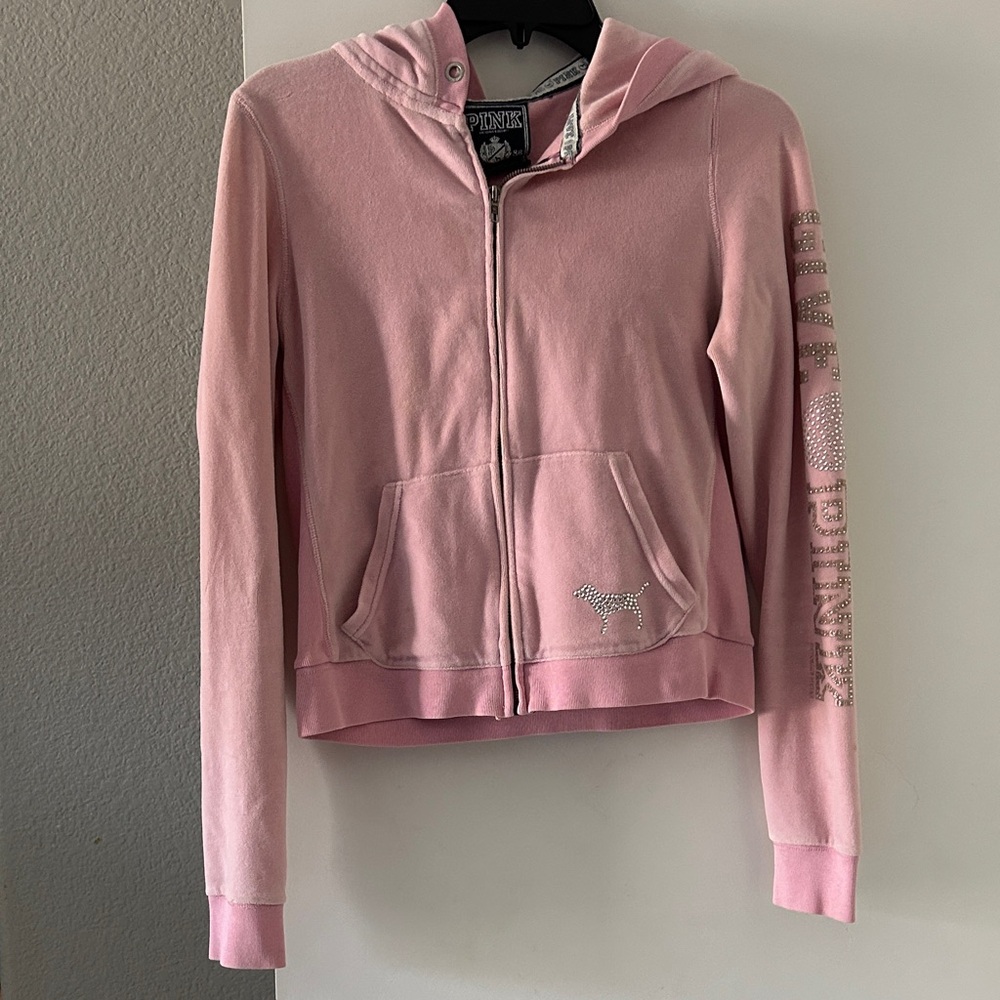Pink, Victoria Secret, Pink Zip-Up Hoodie Jacket - Light Pink